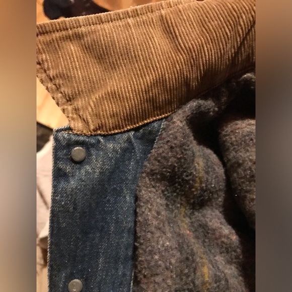 Men’s Lee Storm Rider Denim Jacket, blanket wool lined, corduroy collar size S - Picture 4 of 9